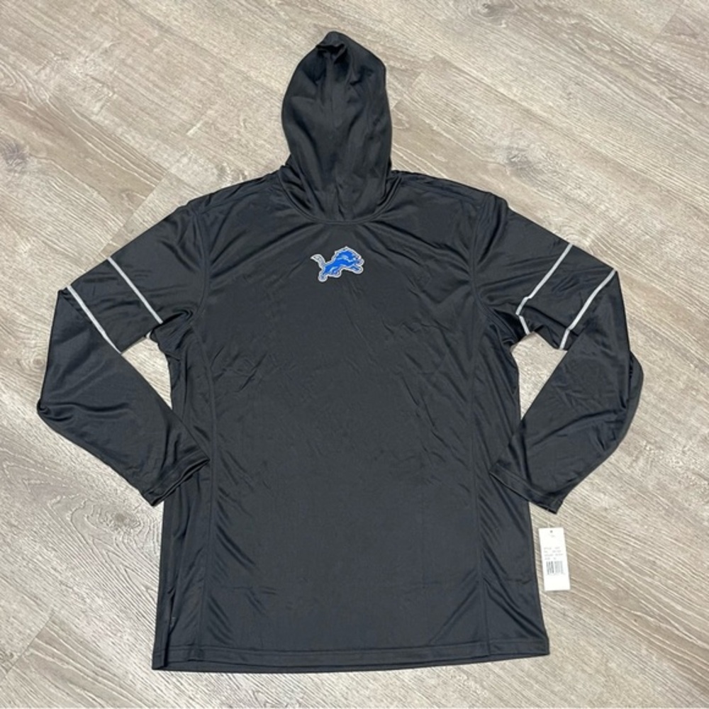 Detroit Lions  Hooded Long Sleeve Shirt with Blue Logo